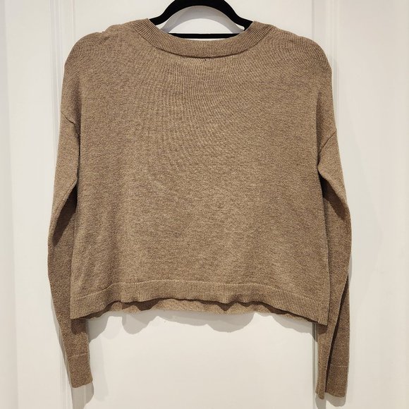 Gap Cropped Crewneck Knit | Tan/Brown | Size XS - Picture 2 of 7